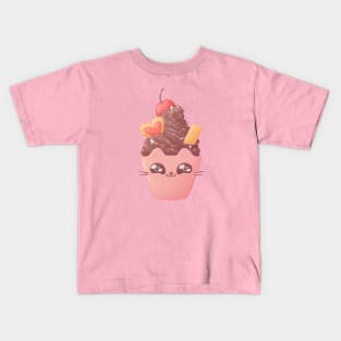 Chocolate Soft Serve Cat Kids T-Shirt